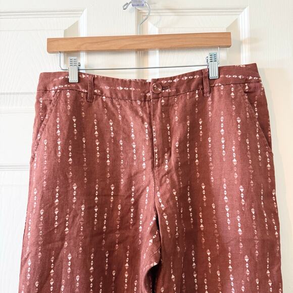 Garnet Hill Classic Linen Trousers in Cinnamon Print - Picture 2 of 9
